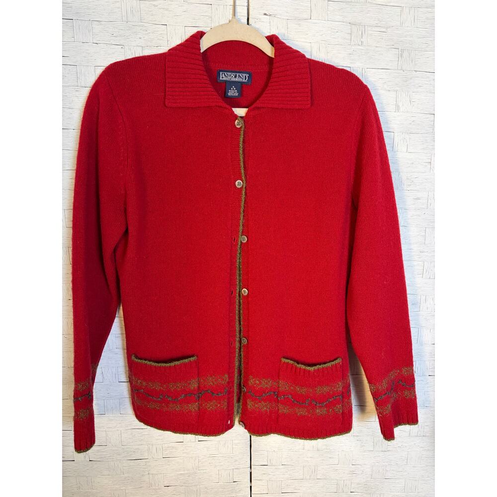 Lands and women’s cardigan sweater lambs wool cozy, core, red feminine winter